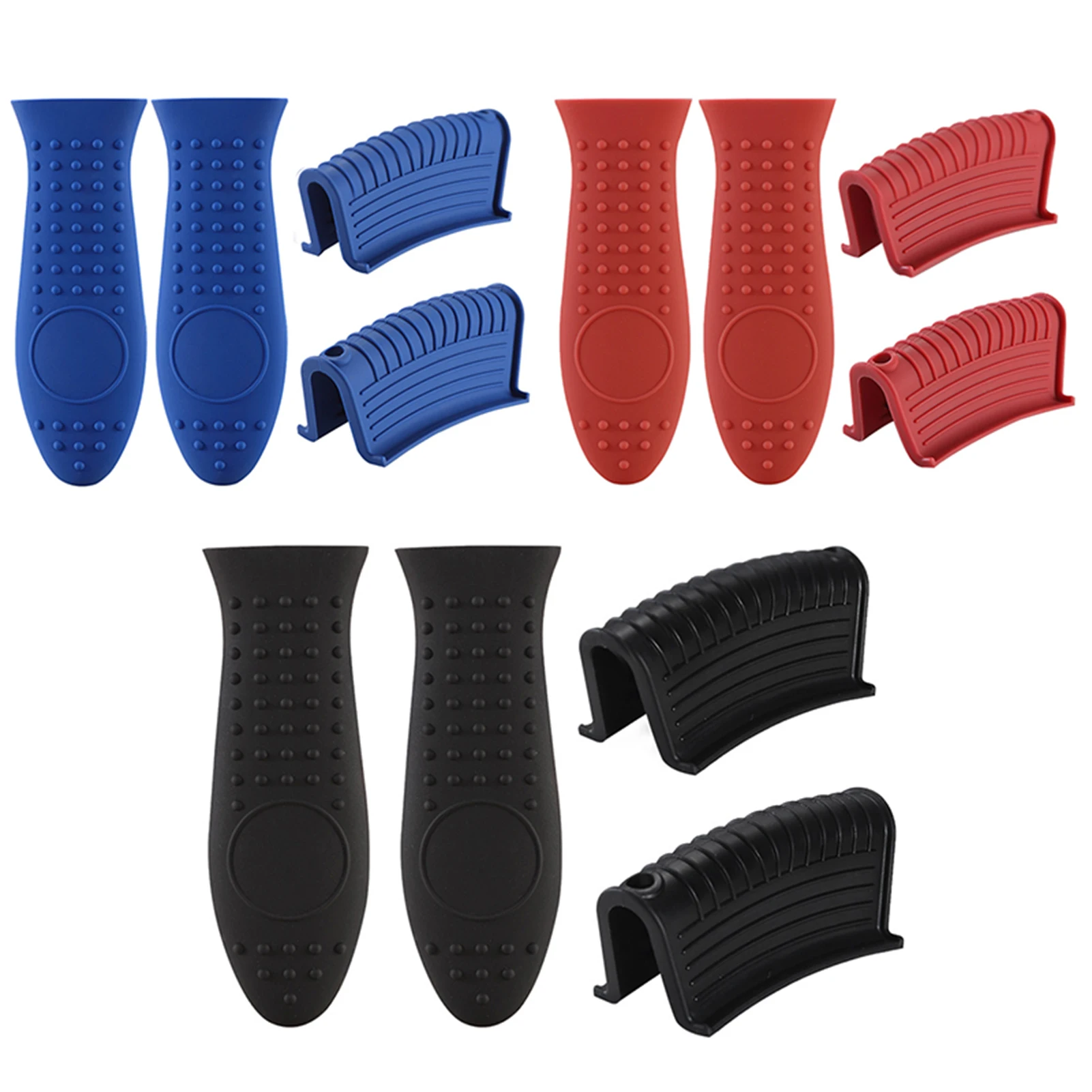 4 Pack Silicone Hot Handle Holders Cover Cast Iron Skillet Handle Cover Pot Holder Sleeve Heat Resistant pot handle cover