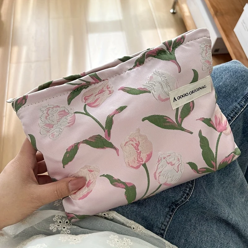 

Tulip Print Comestic Bag, Fairy Makeup Storage Pouch, Toiletry Organizer & Travel Accessories