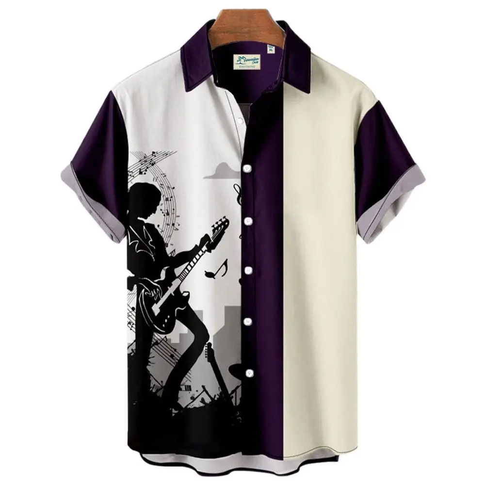 2023 New Hawaiian Men's Music Shirt Short Sleeve 3d Fashion Printed Shirts For Men Casual Loose Tee Tops Rock Shirt Men Camisa music in progress 1 progressive rock