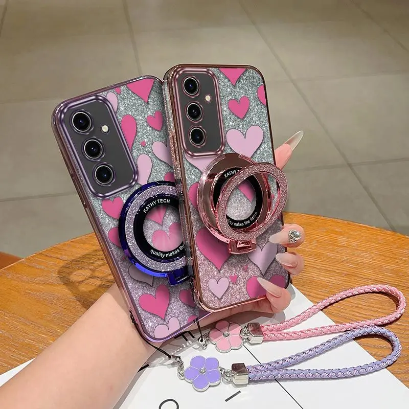 Romantic Love Phone Case Set with Lanyard and Stand - 3-Piece Kit