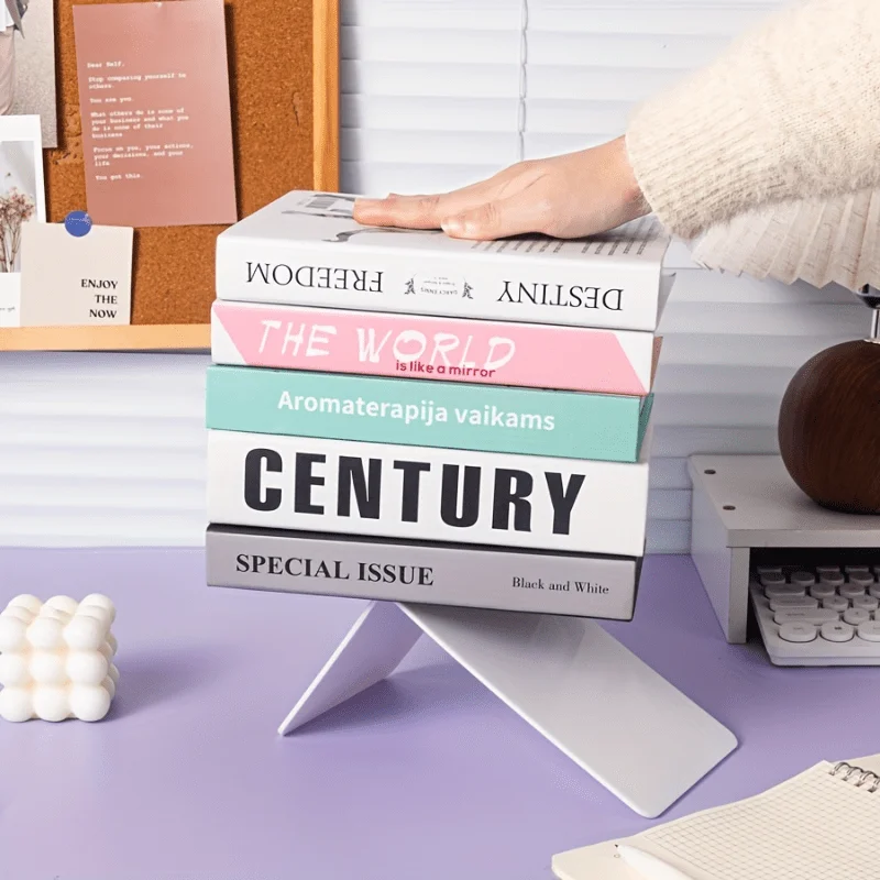 4/8pcs Set Clear Acrylic Bookends - Desktop Display Stands for Office, Home & Retail Use, Book Storage, Transparent 5