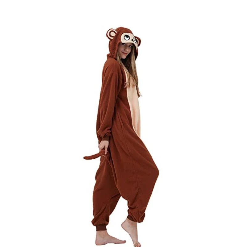 Monkey adult neutral animal cosplay game costume kigurumi one piece pajamas halloween christmas party hooded cartoon pajamas