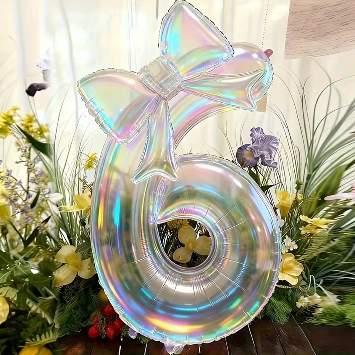 Set of 2 Colorful Transparent Digit Balloons with Bow