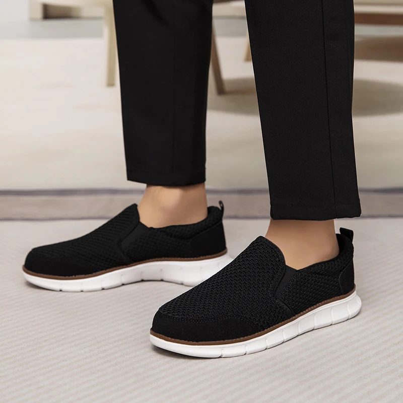 Breathable Mesh Sneakers for Men Ultralight Comfortable Casual Canvas Shoe Slip on and Soft Sole Walking Flats Loafer Size 46 4