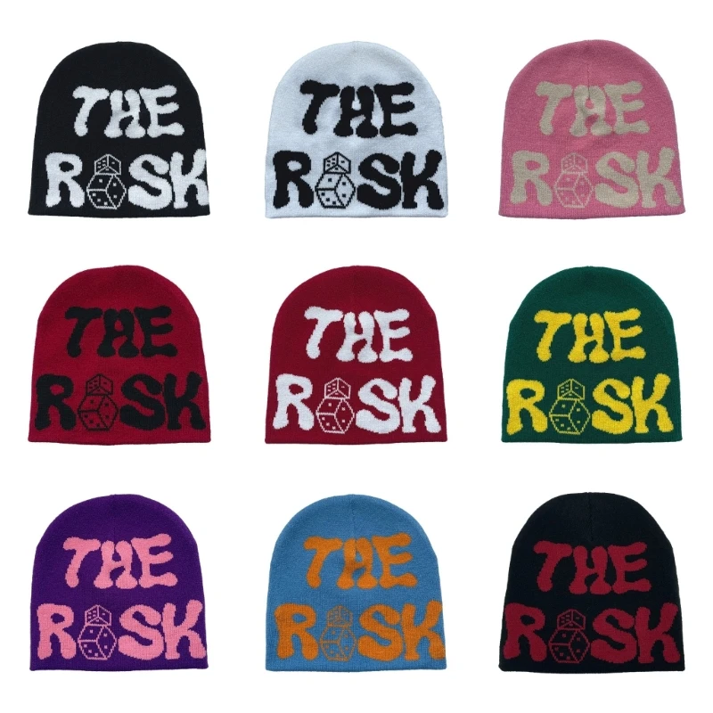

Casual Embroidery Letter Pattern Hat Knit Windproof Hat for Adult Autumn Winter N2UE