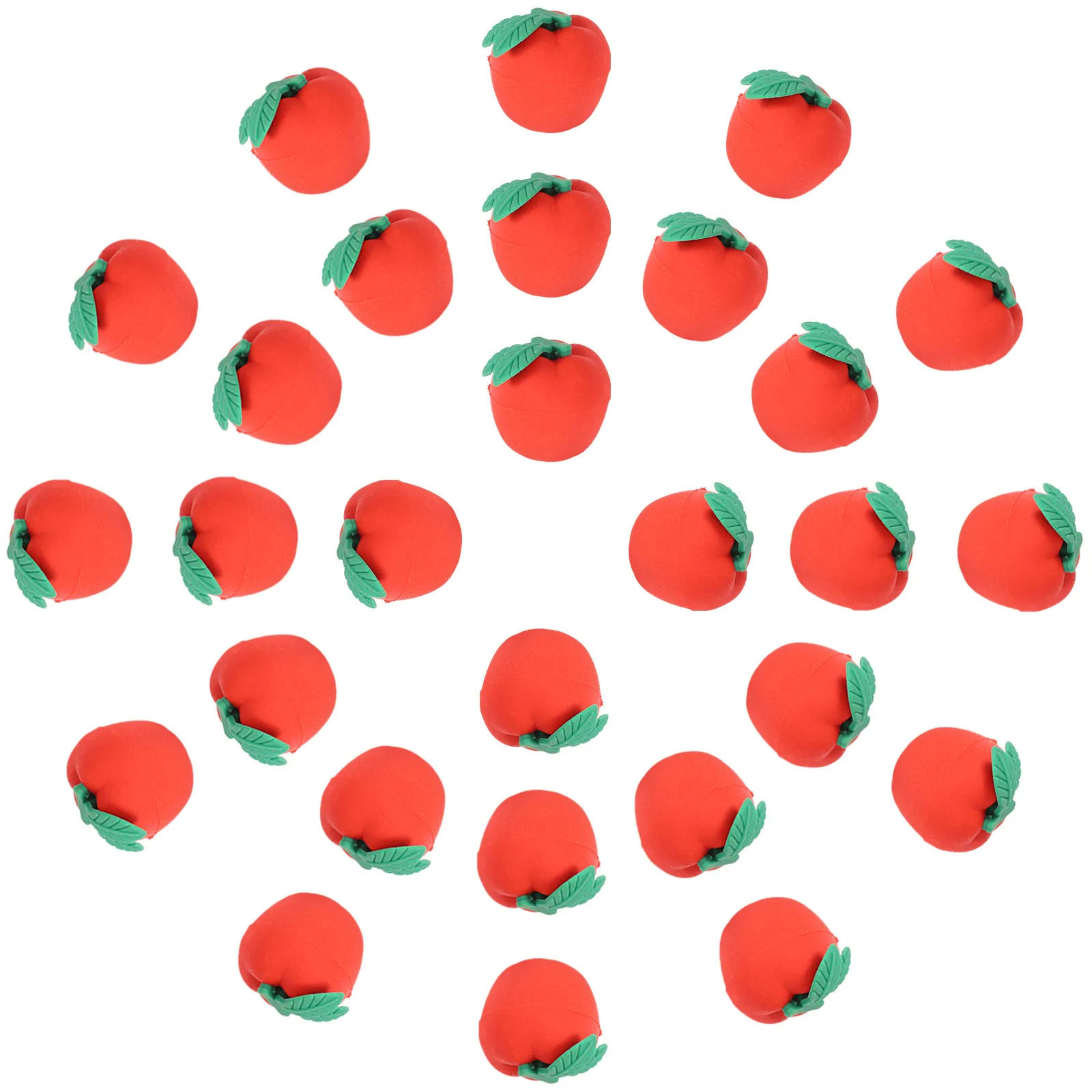 30Pcs 미니 레드 지우개 학생들을위한 현실적인 3D 과일 모양의 연필 지우개 교실 보상 학교 용품