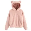 Autumn Winter Women's Hoodies Winter Women Long Sleeve Rabbit Ear Hood Sweatshirt Cute Plush Warm Casual Hoodie Tops 3