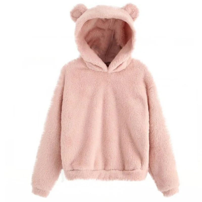 thumbnail image 3 of Otoño Invierno sudaderas con capucha de mujer de invierno de manga larga con orejas de conejo sudadera Linda felpa cálida Casual Sudadera con capucha Tops, 3 of 5