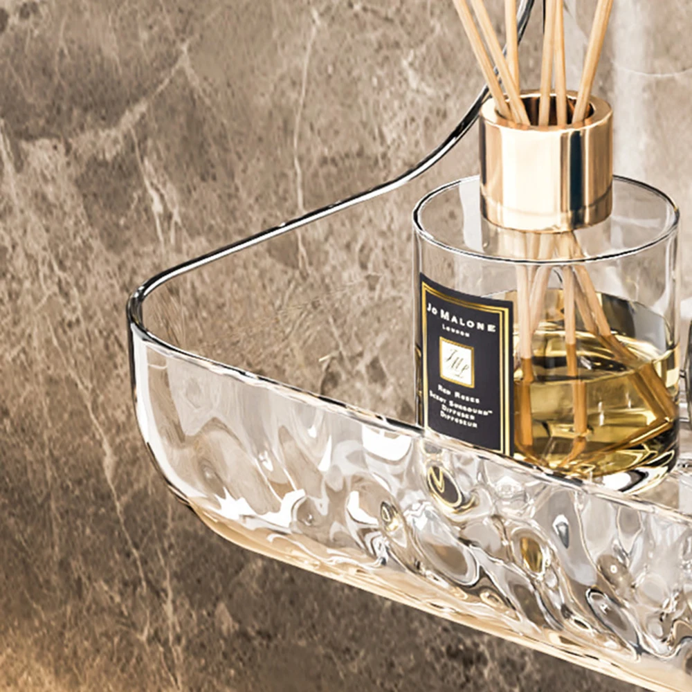 Household Acrylic Bathroom Shelf, Bathroom, Toilet, Perforation-Free Wall Hanging Washstand, Cosmetics Storage Shelf On The Wall 6
