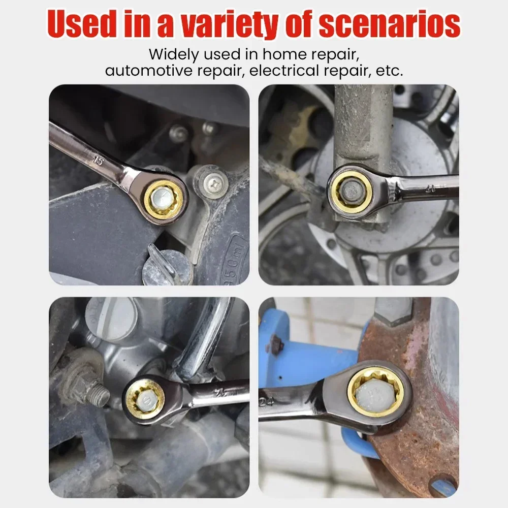 Wrench Flexible Multifunctional Gold Ratchet Wrench Torque Universal Wrench for Car Repair Tools Metric Hand Tools 6-15mm 5