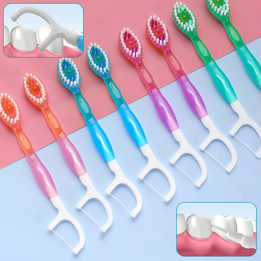 New Disposable Mini Pop-up Toothbrush - Multi-functional Dental Floss - Freshens Breath Cleanses The Mouth Toothbrush