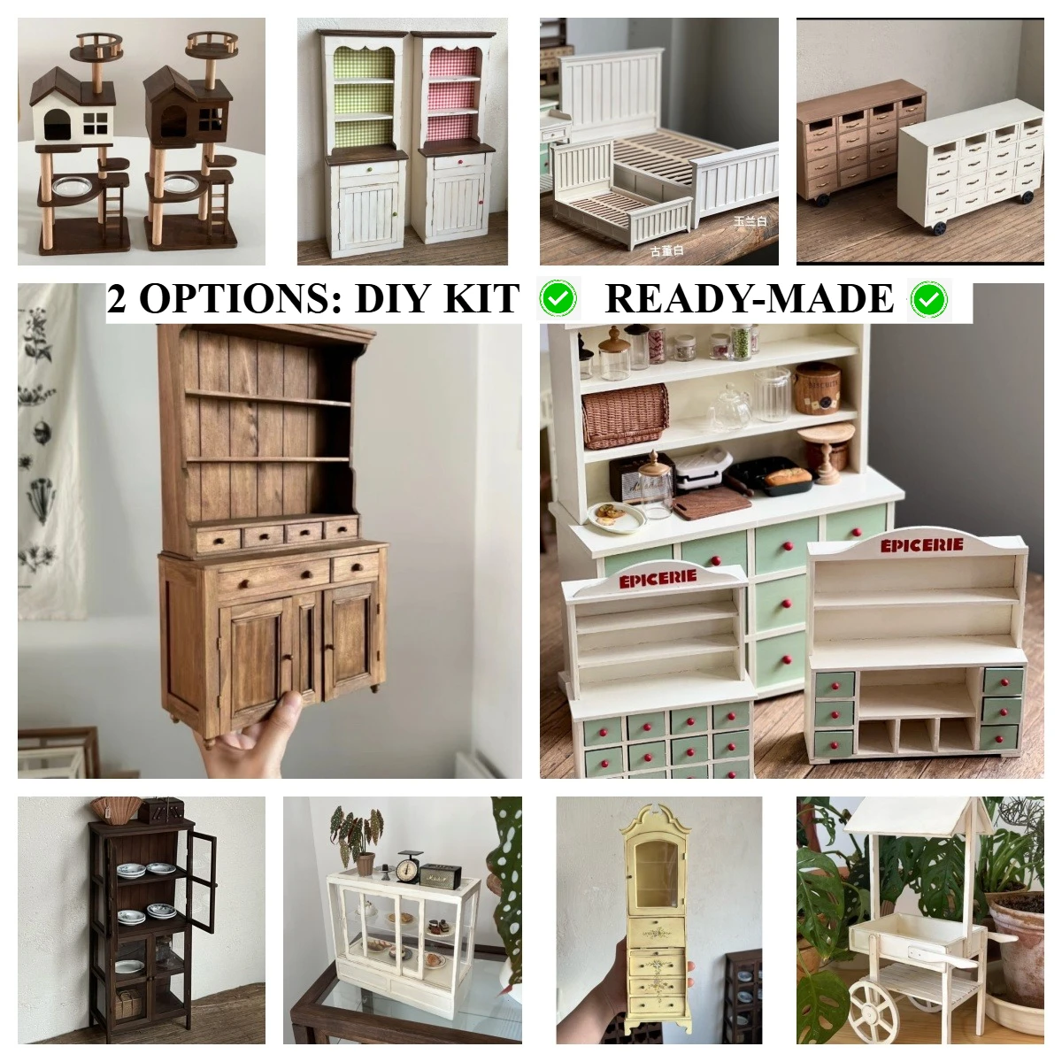 1/6 Wooden Mini Furniture (DIY/Ready) BJD Vintage Cake Cabinet