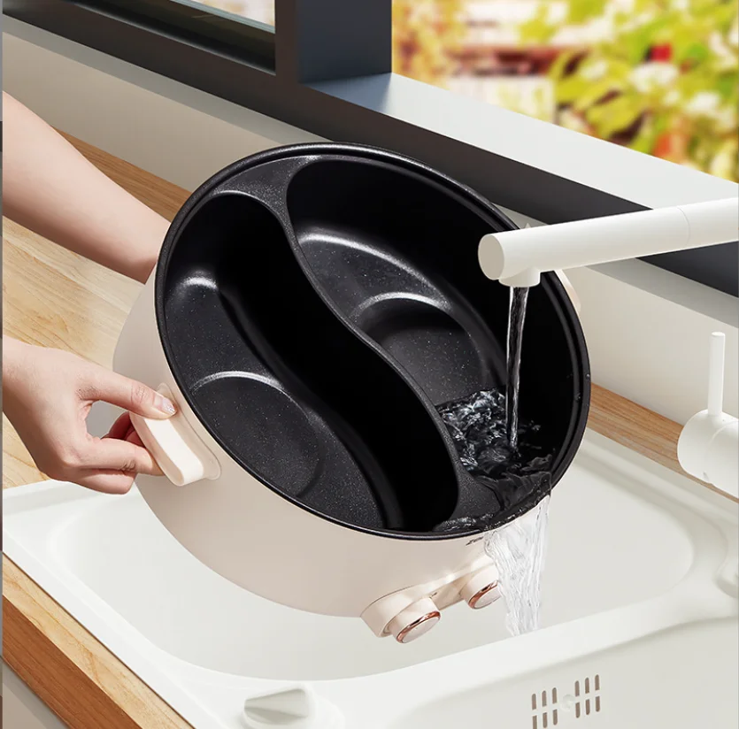 5L Big Capacity Multi functional Non-Stick Coating Double-flavor 2000W Electric Cooking hot Pot 5