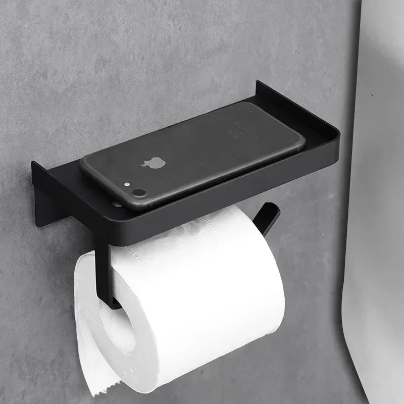 HOT 18cm Multifunctional Bathroom Organizer Black Toilet Paper Holder Roll Holder Phone accesorios para ba&ntilde;o