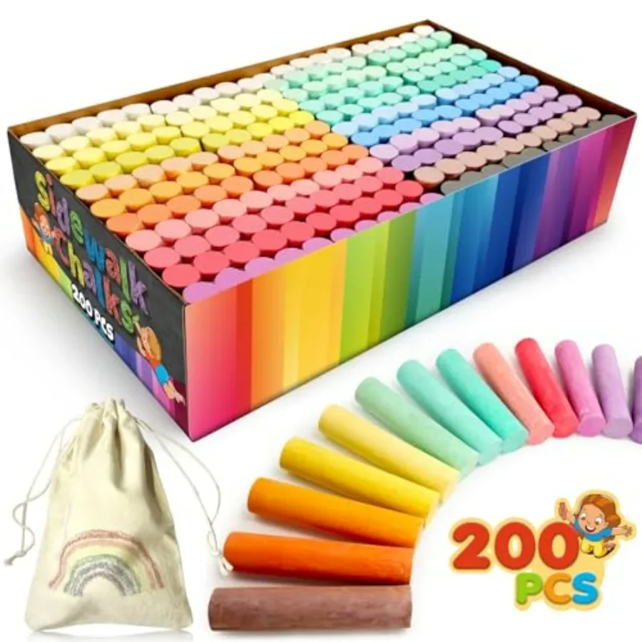 200 Piece Washable Sidewalk Chalk Set