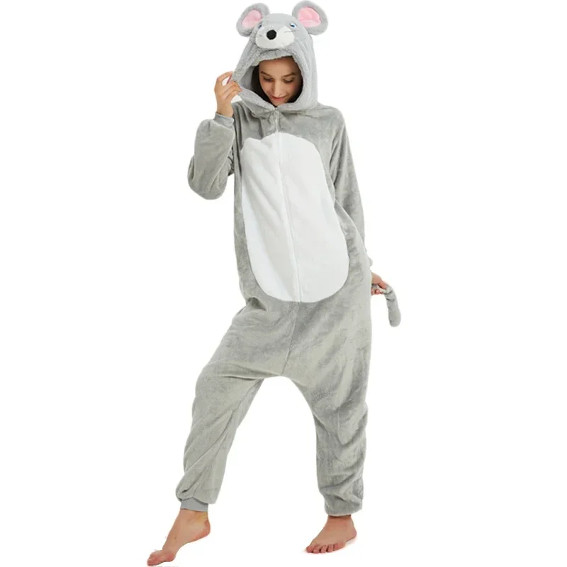 Mouse Footed Pajamas Adults Kigurumi Onesie Cosplay Costume Halloween Full Body Pijama Men One-Piece Sleepwear Christmas Suit