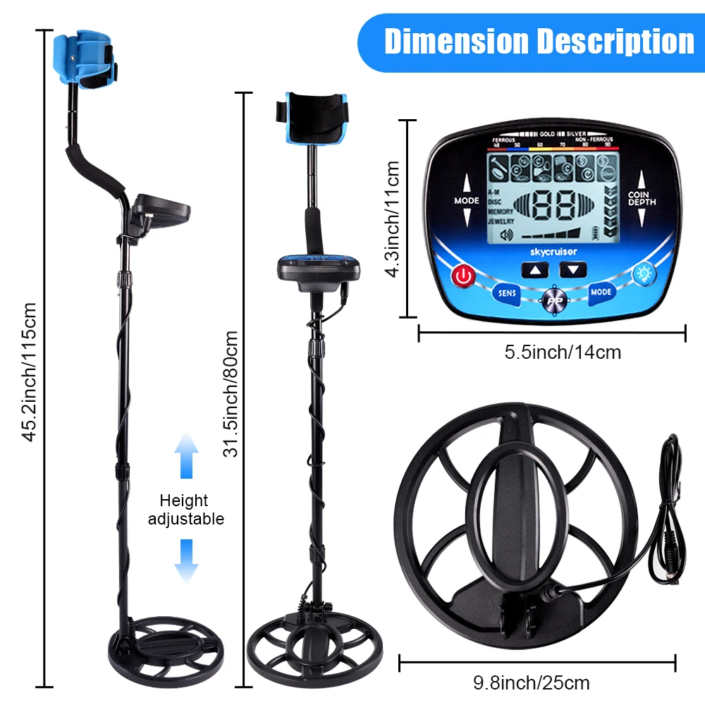 MD910B Professional Underground Metal Detector Search Finder Gold Detector Treasure Detecting Pinpointer 10inch Waterproof Coil 3
