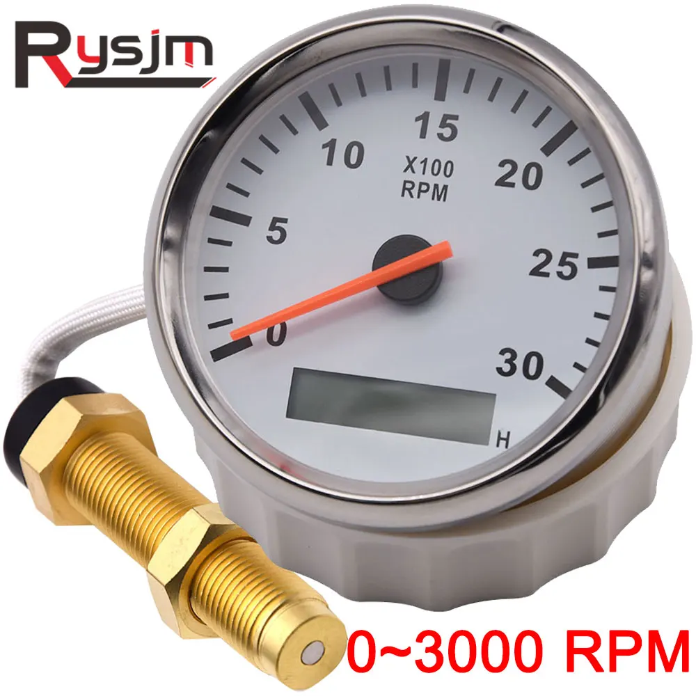 3000RPM Tachometer 85MM + Sensor Diesel Engine Marine Boat Car RPM Gauge Hour Meter Counter Digital Hourmeter Red customized tachometer gauge engine tachometer tachometer meter