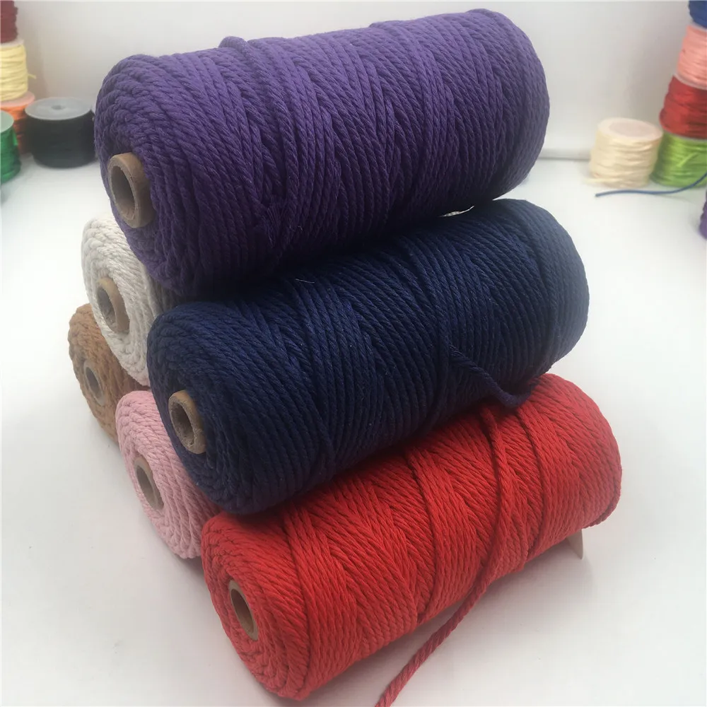 3mm 10Meters Macaroon Cotton Cord Macrame Soft Rope DIY Handcraft Yarn Bohemia Decoration Fiber Art Supply