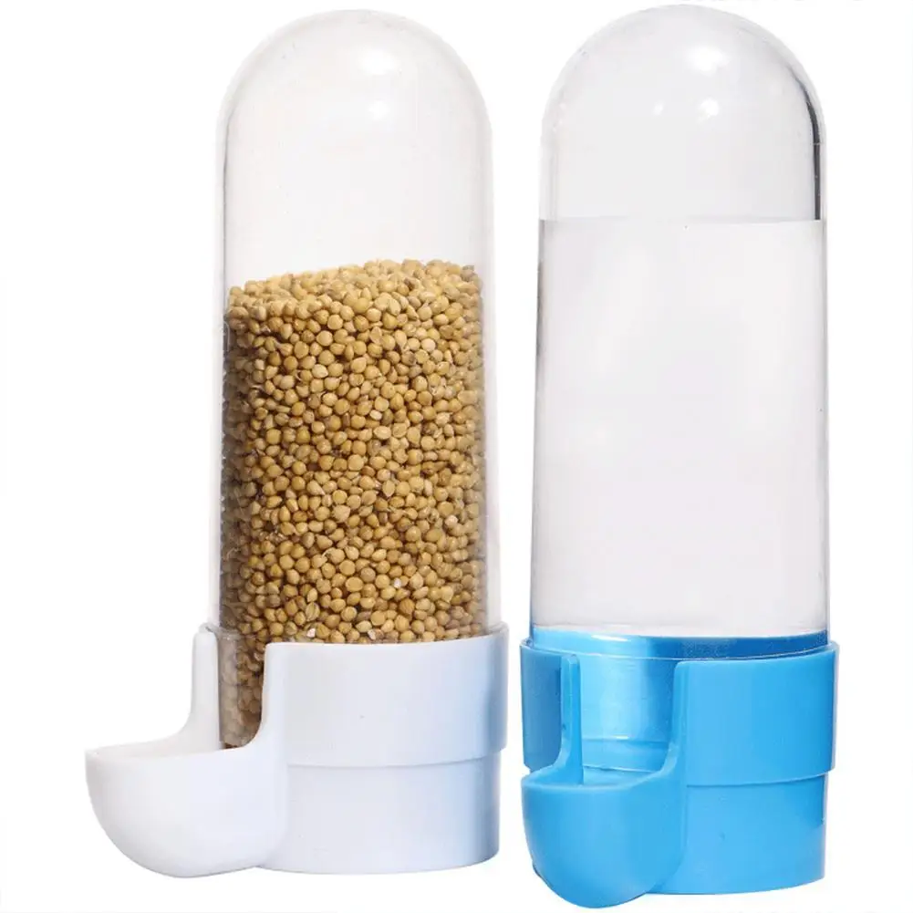 Bird feeder bird water bottle drinker clear food seed dispenser container set hanging in cage no-mess for parrots cockatiel bird feeder parrot feeder bird water drinker