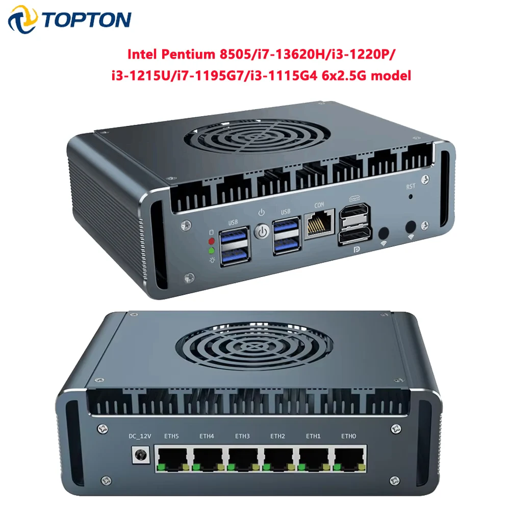 탑톤 메탈 i3 1220P N300 i7 13620H 방화벽 미니 PC 6x2.5G LAN 인텔 i226-V DDR5 NVMe pfSense Proxmox OPNsense 미니 컴퓨터