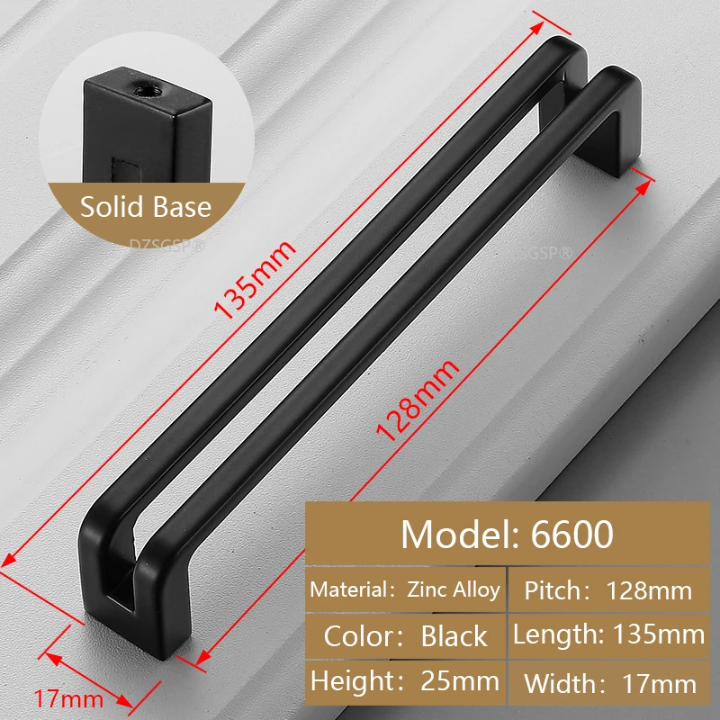 Square Modern Drawer Kitchen Knobs Cabinet Cupboard Handle Black  Grey Nickle Zinc Alloy Wardrobe Closet Pull