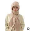 Winter Knitted Integrated Hat Thickened Knitted Skullies Hat Ear Protection Scarf Warm Beanies Cap Hooded Scarf For Outdoor Ski 6