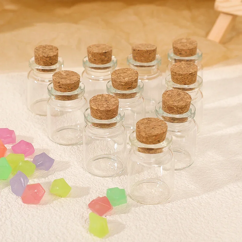 10Pcs Mini Clear Glass Bottles with Cork Stopper Wishing Drifting Bottles Wedding Party Decor DIY Craft Glass Spice Jars Vials 3
