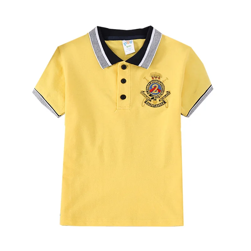 

Boys Summer T-Shirts Short Sleeved cotton T-shirt Cartoon Summer Kids Embroidery T Shirt 3-7year Turn-down Collar clothing tops