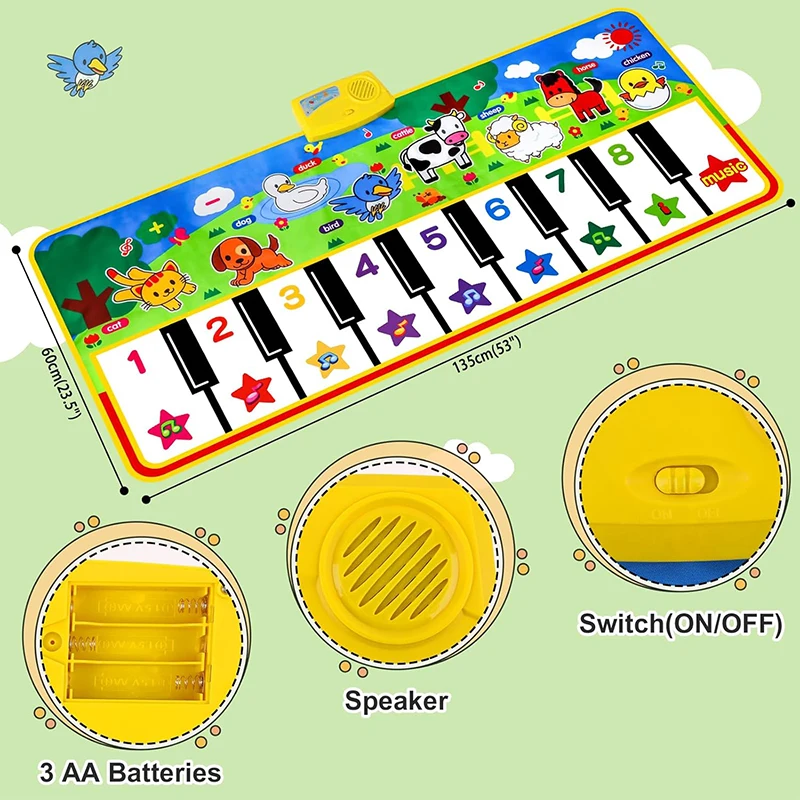 Piano mat - 53 "x 23" Music mat 8 Animal sound dance mat 2