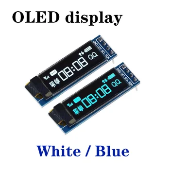 Display OLED da 0,91 Pollici 128x32 I2C IIC SSD1306 Bianco Blu, Modulo Schermo LCD LED 3,3V 5V per Arduino Raspberry Pi ESP32 DIY
