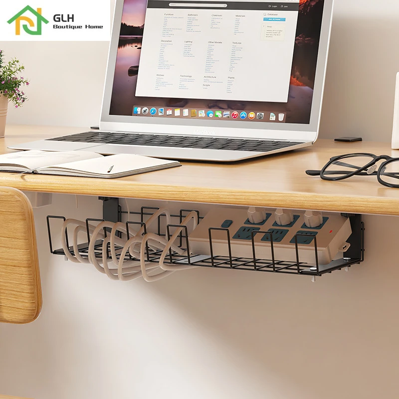 Estante de almacenamiento de cables debajo escritorio, organizador cables, bandeja de cables, debajo de la Mesa, ranura colgante| | AliExpress