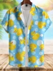 2024 Hawaii New Men's Short-sleeved Shirt Fashionable Yellow Duck Print Men's Casual Shirt Summer Street Daily Men's Shirt 4
