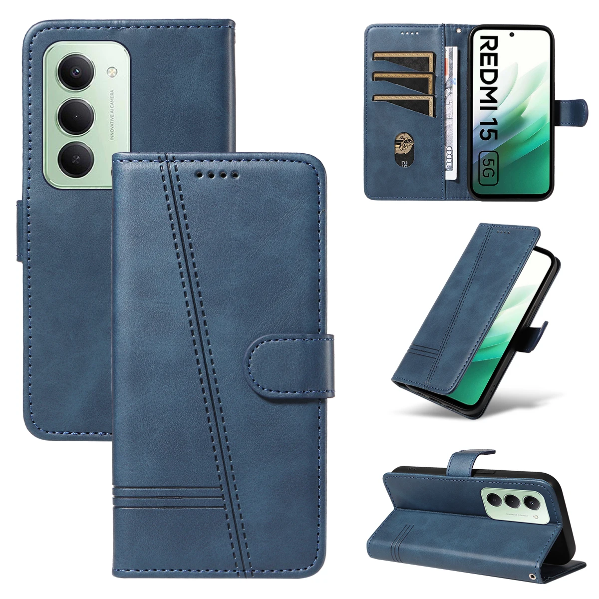 Luxury Leather Magnetic Flip Wallet Case in Premium Black Finish