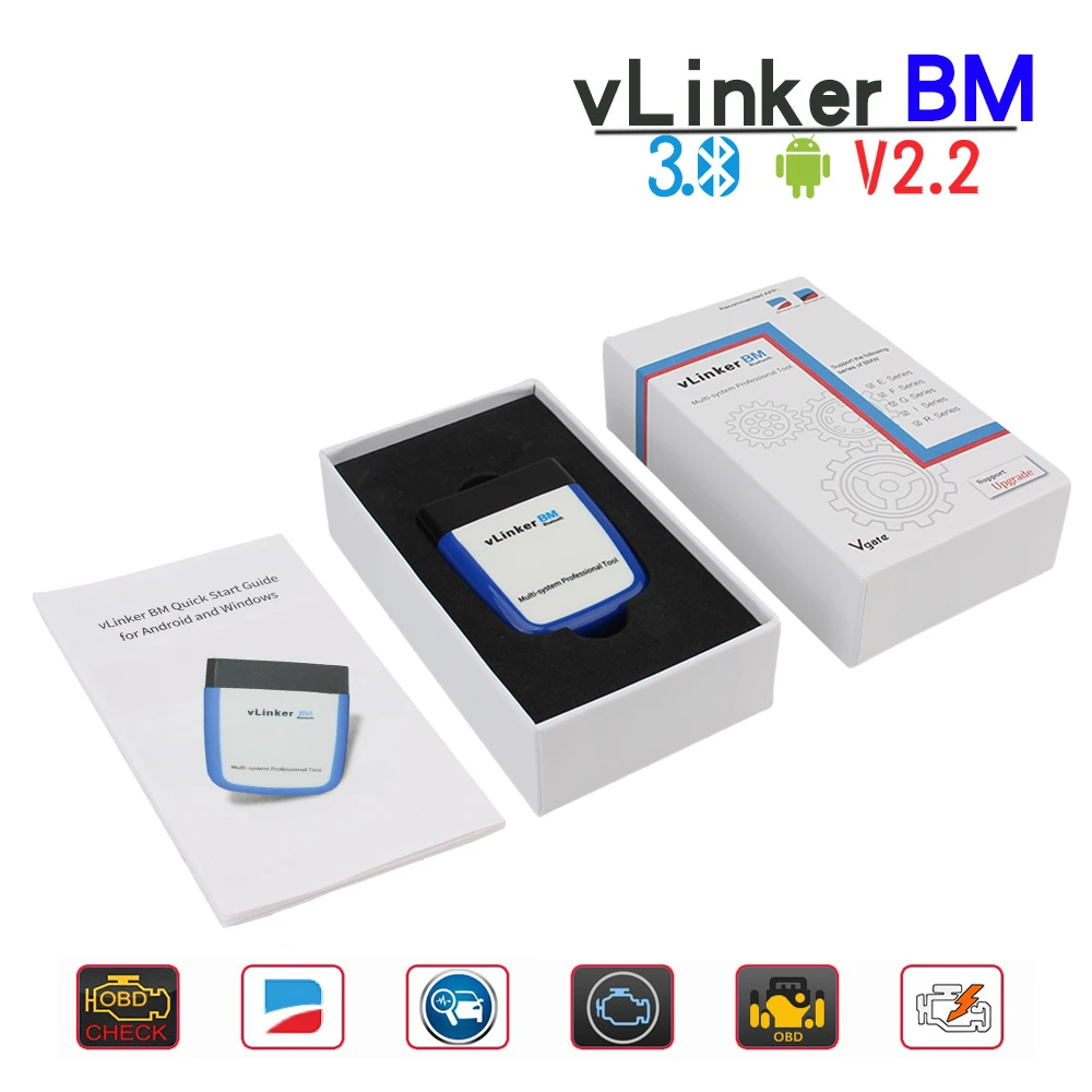 OBD2 Scanner Code Reader ELM327 VLinker BM Bluetooth 3.0 V2.2 For BMW Bimmercode Scan Car Diagnostic Tool best car battery charger