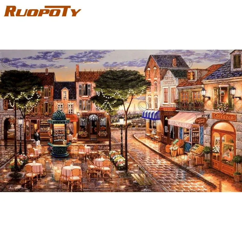

RUOPOTY 5D DIY Diamond Painting City Scenery New Arrival Diamond Embroidery Book Cross Stitch Kits Mosaic Handmade Gift