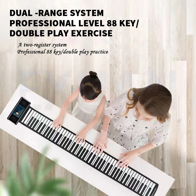 88 Keys Electronic Piano MIDI &USB Charge Portable ABS Soft Silicone Flexible Keyboard Digital Roll Up Piano With Horn And Pedal