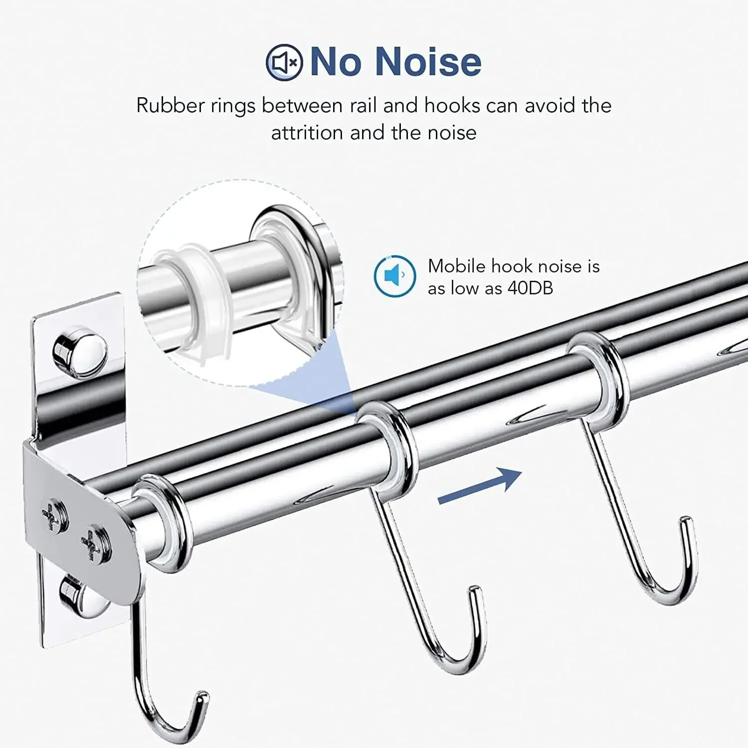 Storage Tool Holder Kitchen Stainless Steel Bathroom Bar Ladles, Pan, Cups, Umbrellas, with 7 Hooks Furniture Binary Wall 4