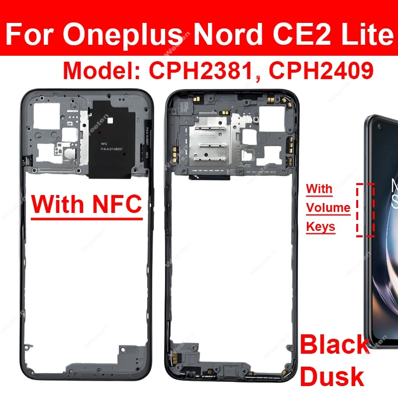 중앙 하우징 프레임 커버 거치대 베젤 플레이트 부품, OnePlus 1 + Nord CE2 CE3 Lite Nord N100 N200 N300 N20 N20Se N30