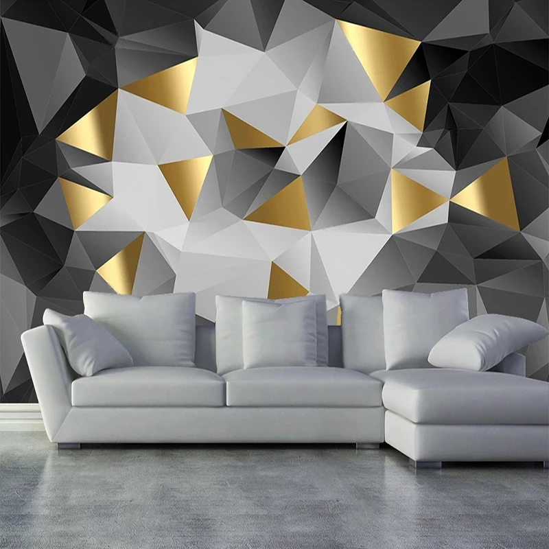 Custom3DReliefWallpaperSolidGeometricTriangleWallMuralFor