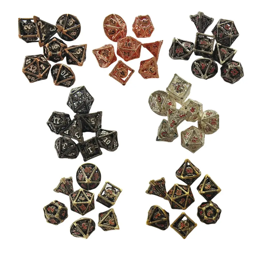 7x Digital Dice Set Polyhedral D20-D4 for Party DND MTG RPG Game Red & Black 