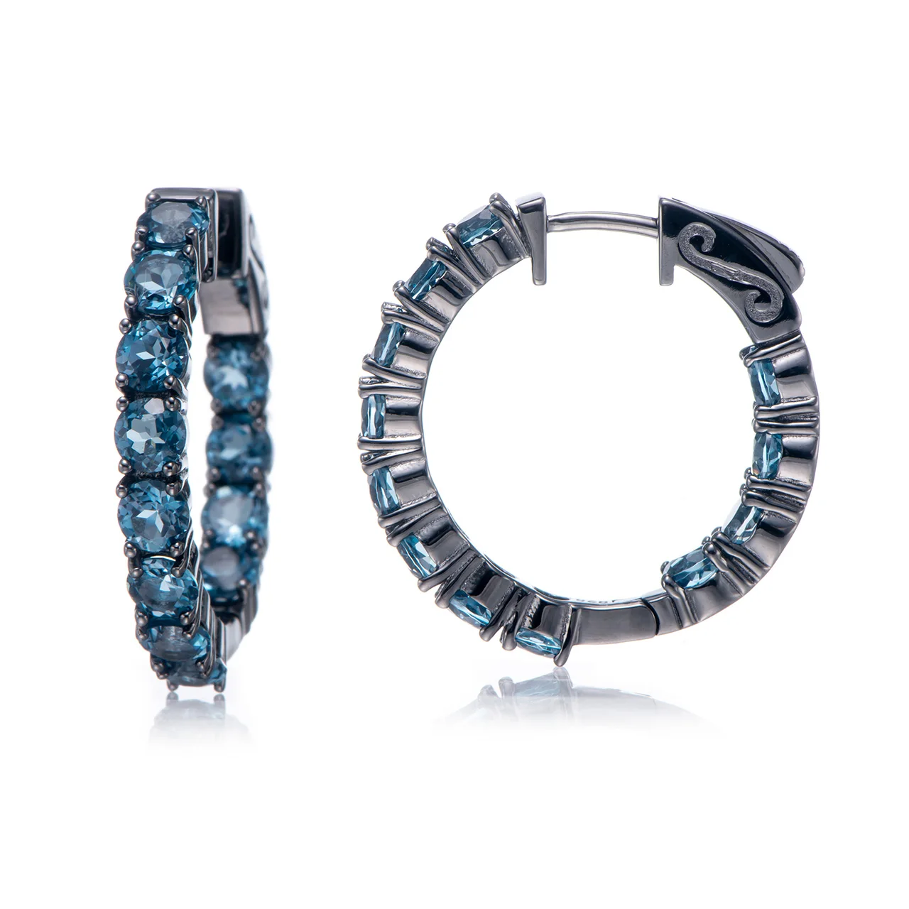 Blue Topaz Unique Fashion Earrings Sterling Silver Rhodium main image 1