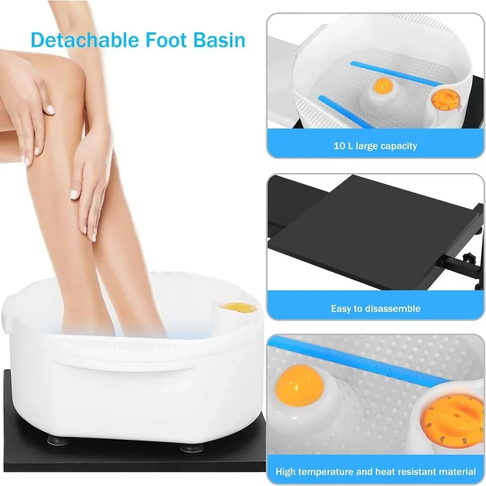 Pedicure Chairs with Foot Massage Basin Stool, Hydraulically Adjustable, 360&deg; Rotating Beauty Spa Salon Pedicure Chairs