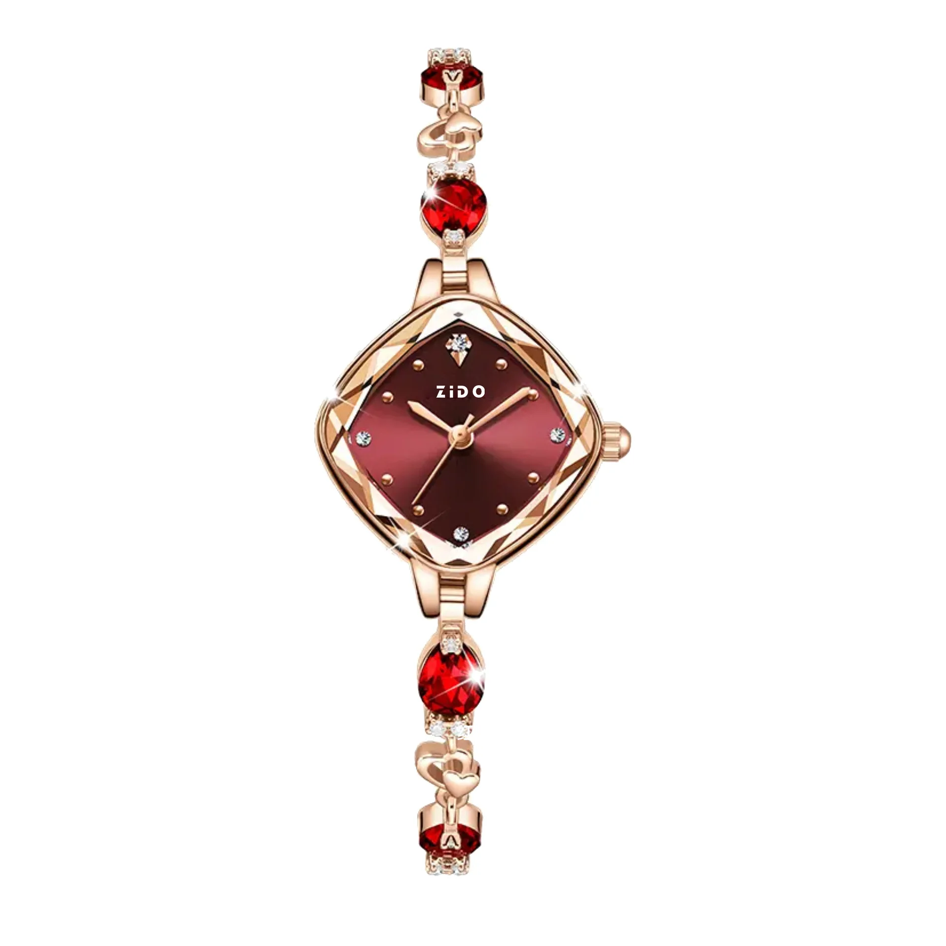 Women's Watch Brand Red High Beauty Luxury Crystal Diamond Metal Bracelet Waterproof Diamond Female Fashion Clock Watches gift