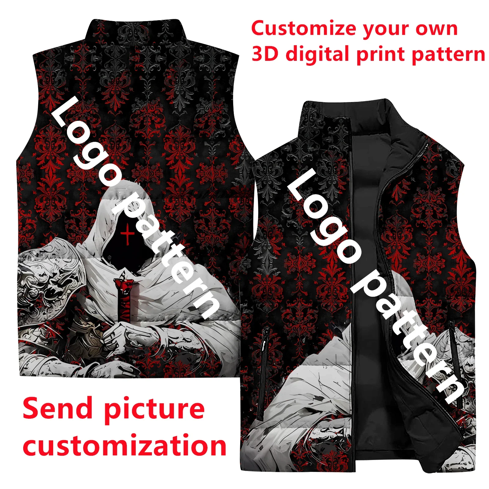 thumbnail image 1 of 2024 Personalice sus abrigos con estampado exclusivo para hombres Comuníquese con el servicio de atención al cliente para personalizar el chaleco sin mangas para hombres, 1 of 5