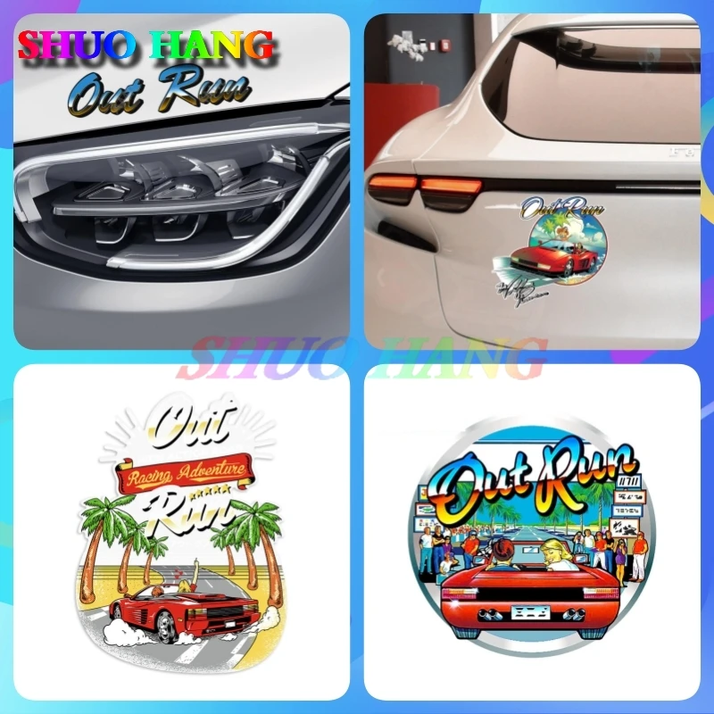 

For Out Run Car Stickers Creative Arcade Game Logo Decals JDM Accessories Trunk Skateboard Waterproof DIY Goods