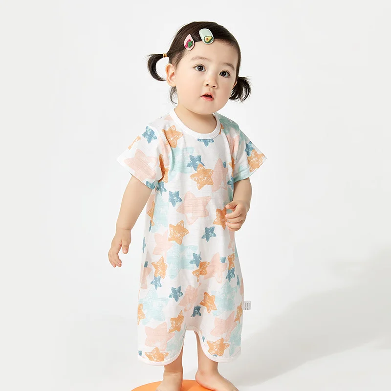 Summer Children Knitted Cotton Sleeping Bag Baby Boy Girl Short Sleeve Loose Sleepwear Comfort Babe Sleep Rope Pajamas