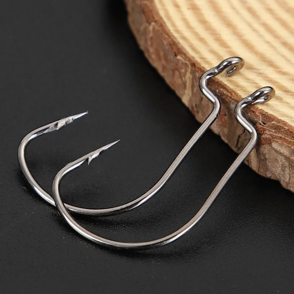 10 PCS BKK Wide Gap Worm Fishing Hook Jig Crank Offset High Carbon Steel Hook Barbed Fishhook For Soft Worm Bait Accessories