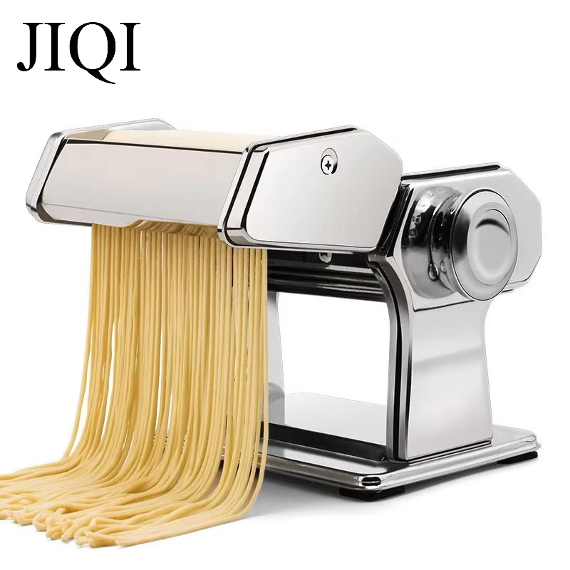 Hand Crank Pasta Maker 2 Blades Stainless Steel Manual Dumpling Noodle Making Machine Pressing Spaghetti Cutter Dough Hanger