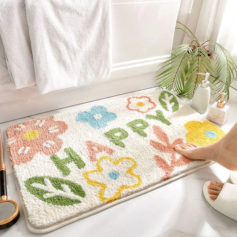 

Bath Mat Non-Slip Thick Soft Bath Rug Water Absorbent Bathroom Rug Anti-Slip Floor Mat Washable Bathroom Mat Shower Rug Door Mat